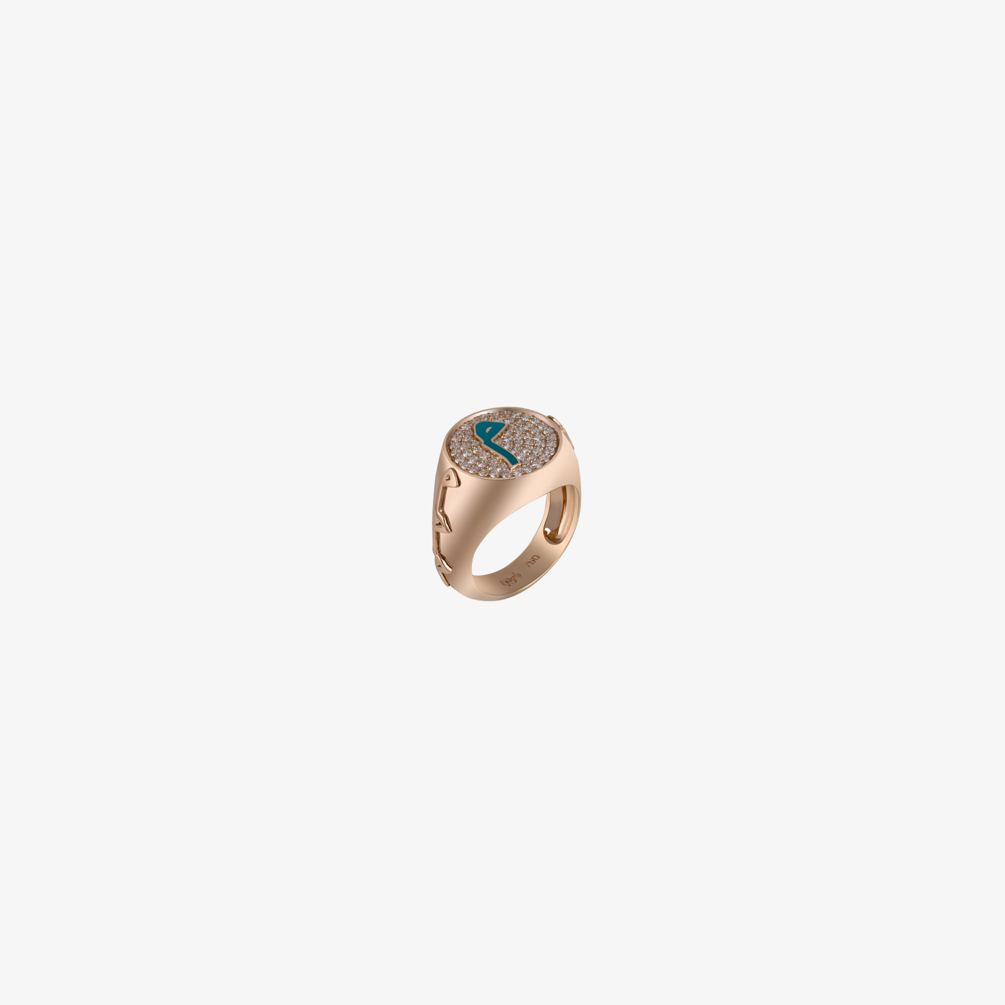OULA — 18K Gold, Diamond & Enamel Letter Signet Ring