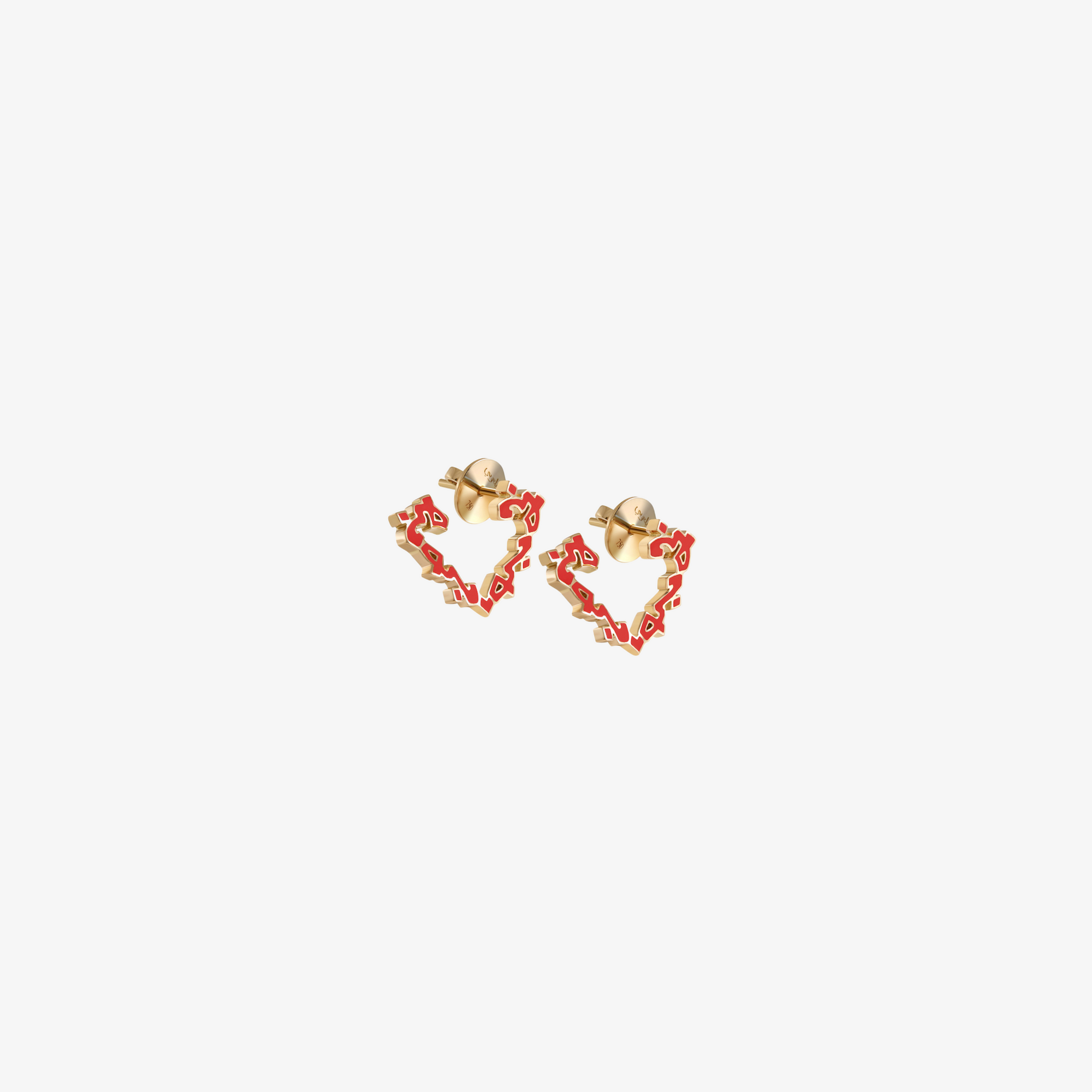 HOBB — 18K Gold & Enamel "Love" Earrings