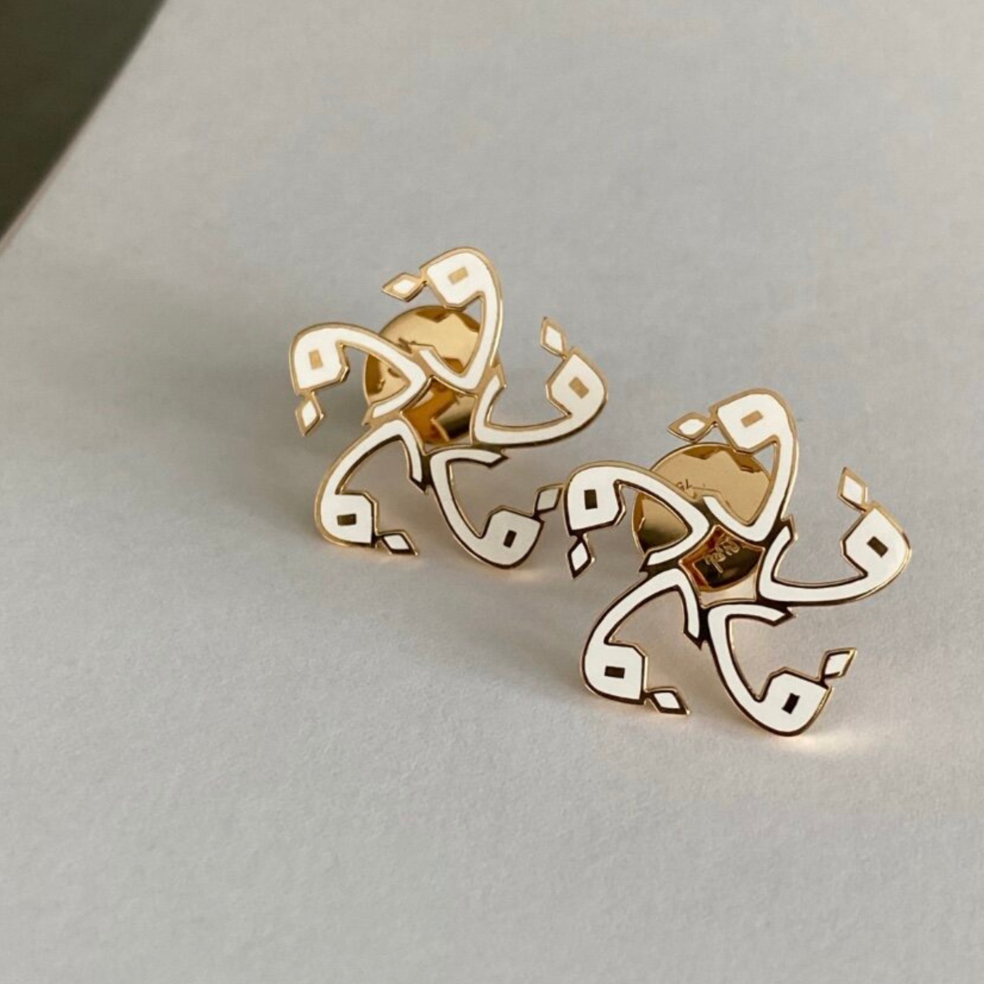 OULA —  18K Gold & Enamel Letter Earrings