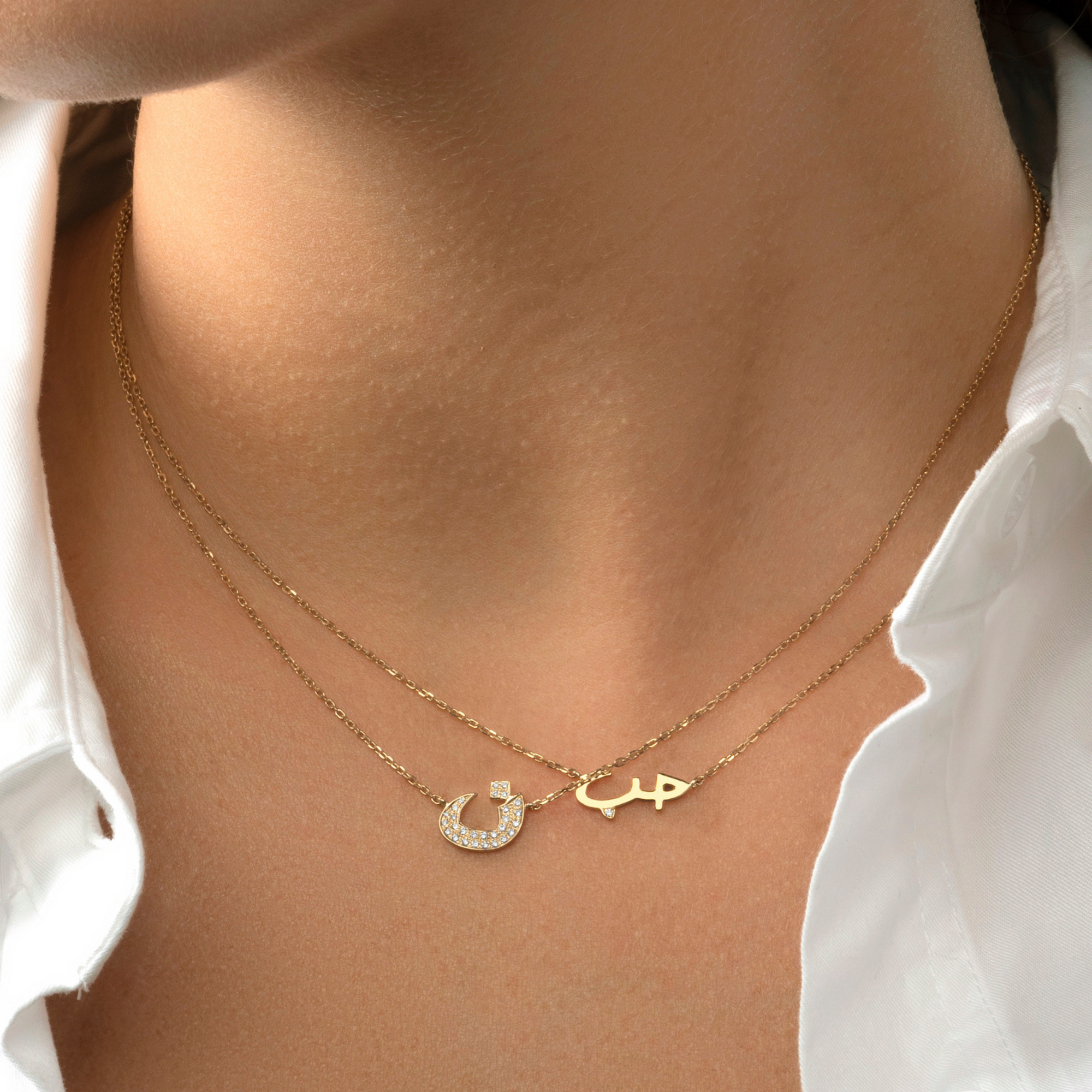 HOBB — 18K Gold & Diamond "Love" Necklace