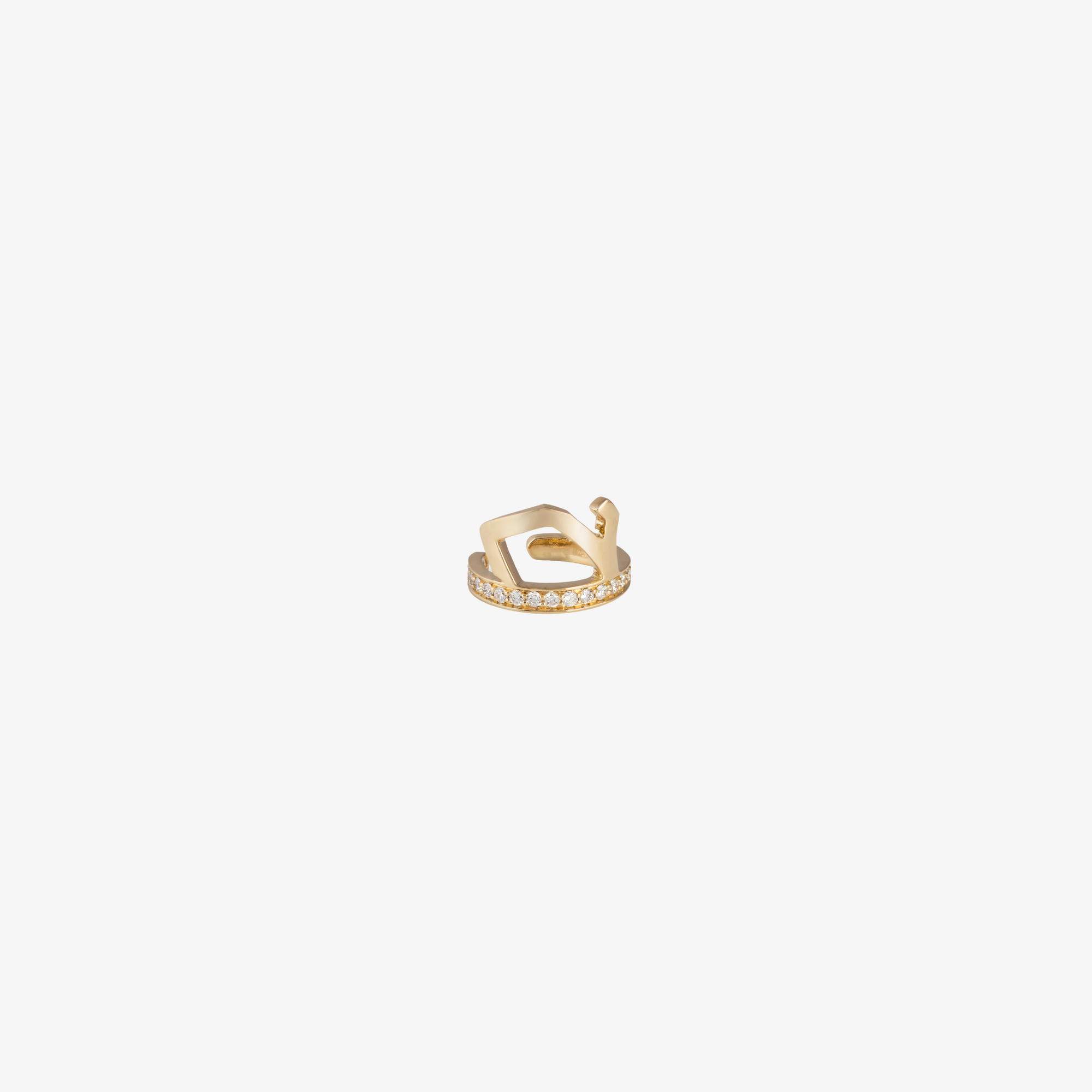 HOBBI —  18K Circle Diamond Ear Cuff & Gold Letter