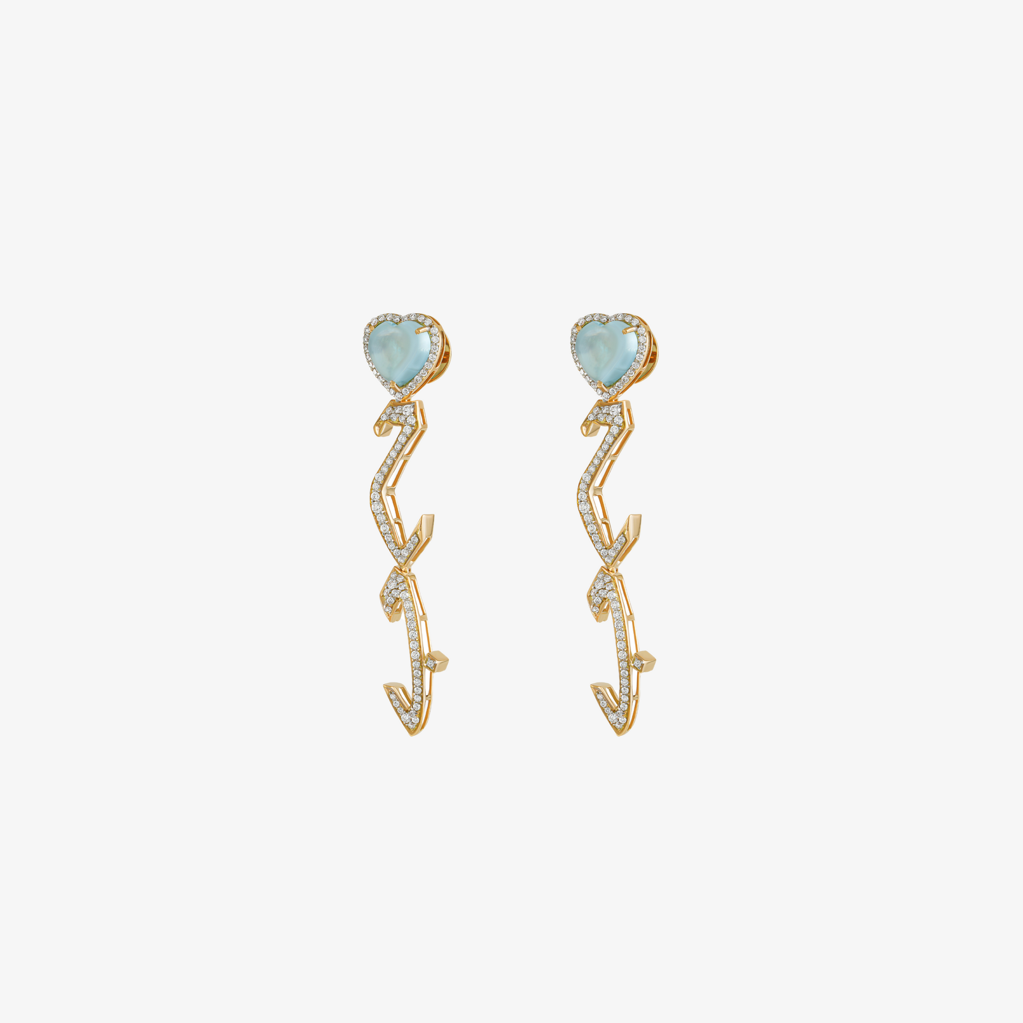 TAIM - 18K Gold, Diamond & Blue Topaz "Love" Earrings