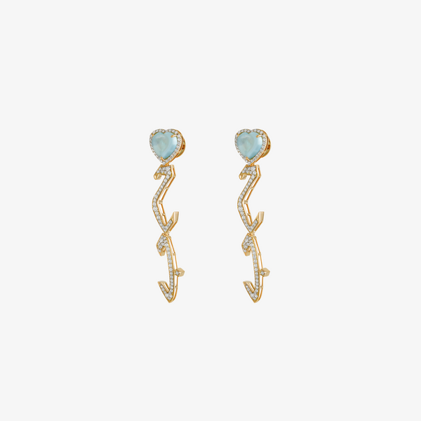 TAIM - 18K Gold, Diamond & Blue Topaz "Love" Earrings