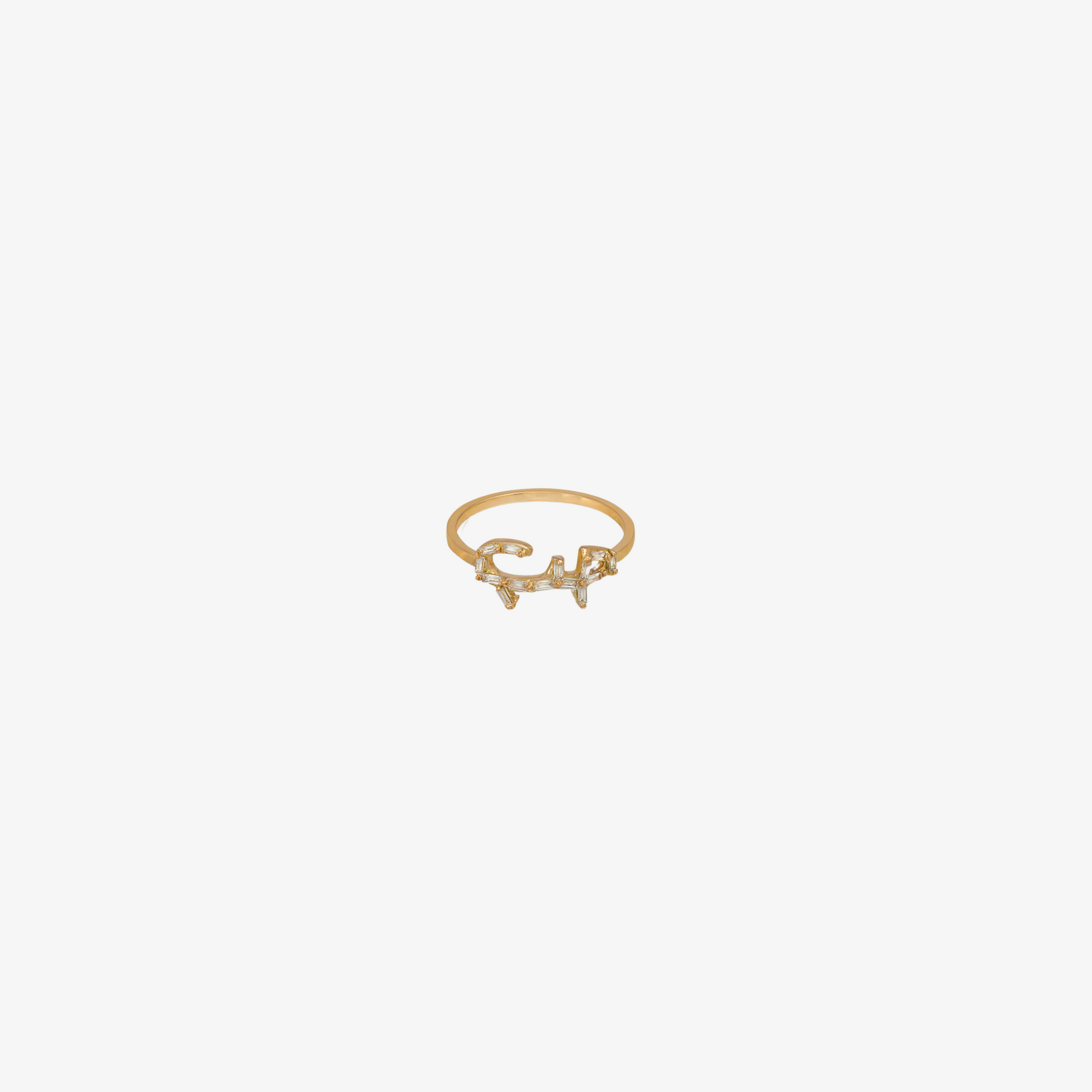 HOBB - Gold & Baguette Diamond "Love" Ring