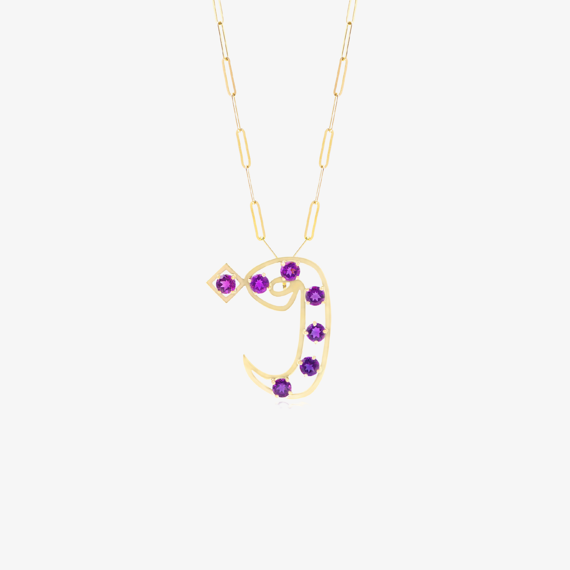 OULA - Gold Frame Necklace with Amethyst Stones