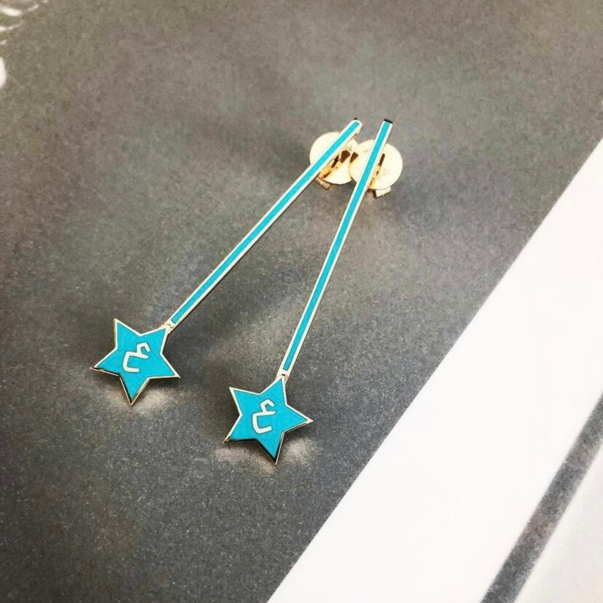 NUJUM — Gold Long Star Letter Earrings