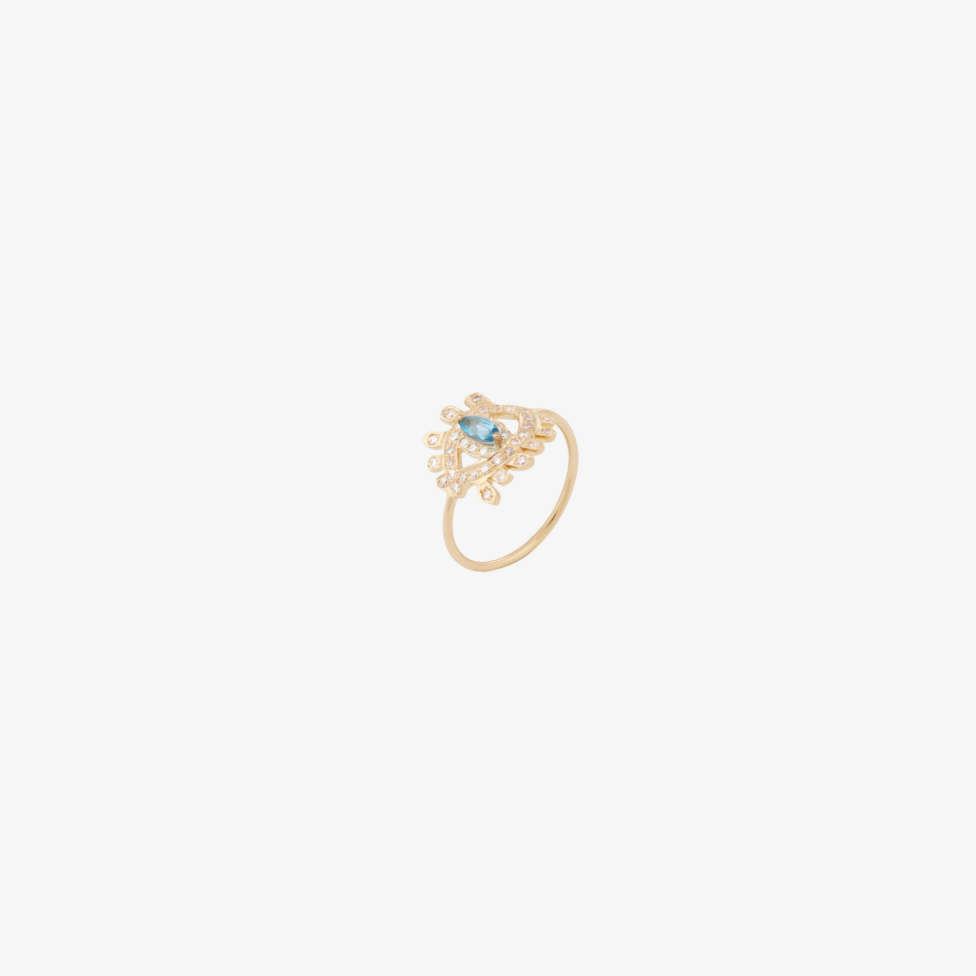 YA EIN - Gold, Diamond & Topaz Stone Evil Eye Ring