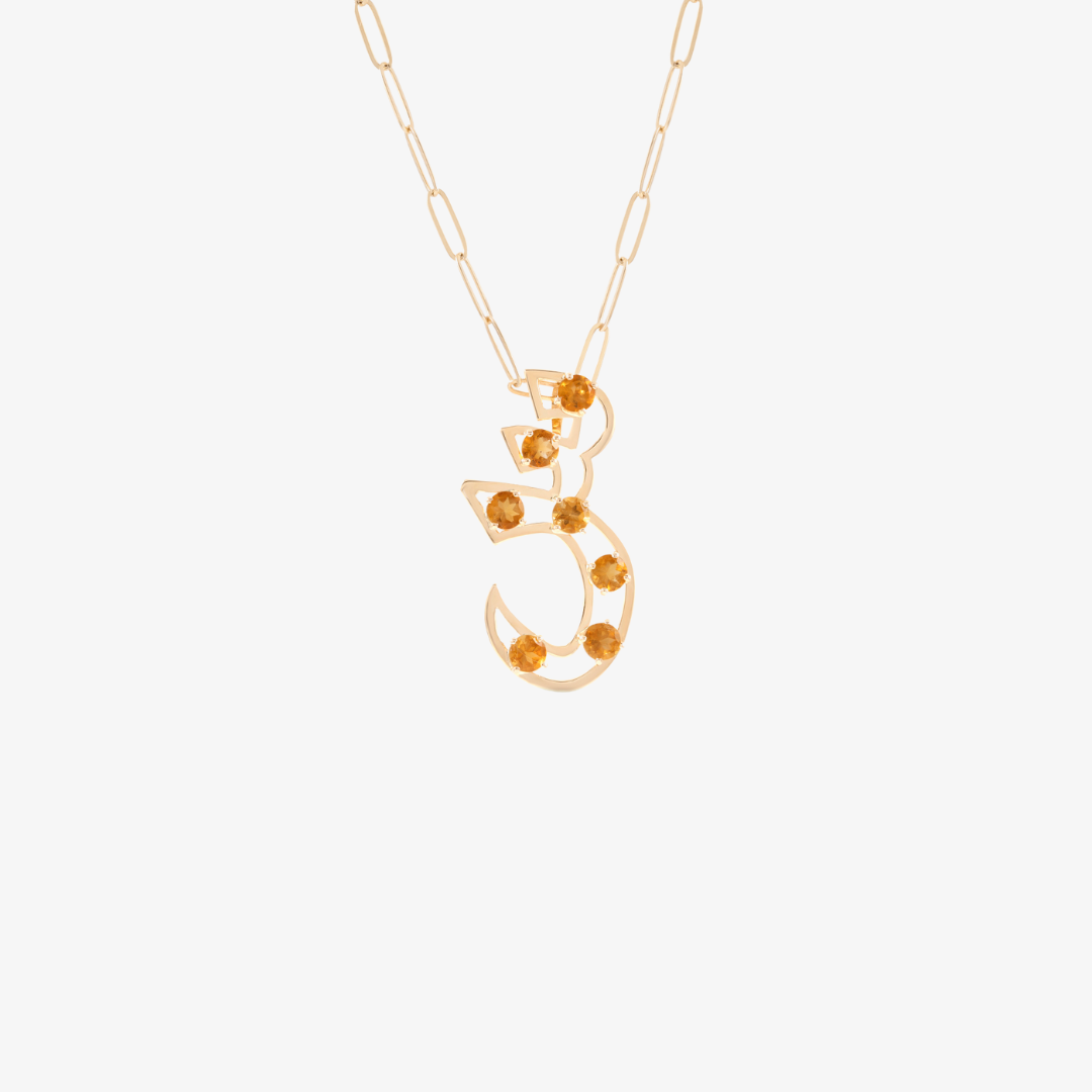 OULA - Gold Frame Necklace with Citrine Stone