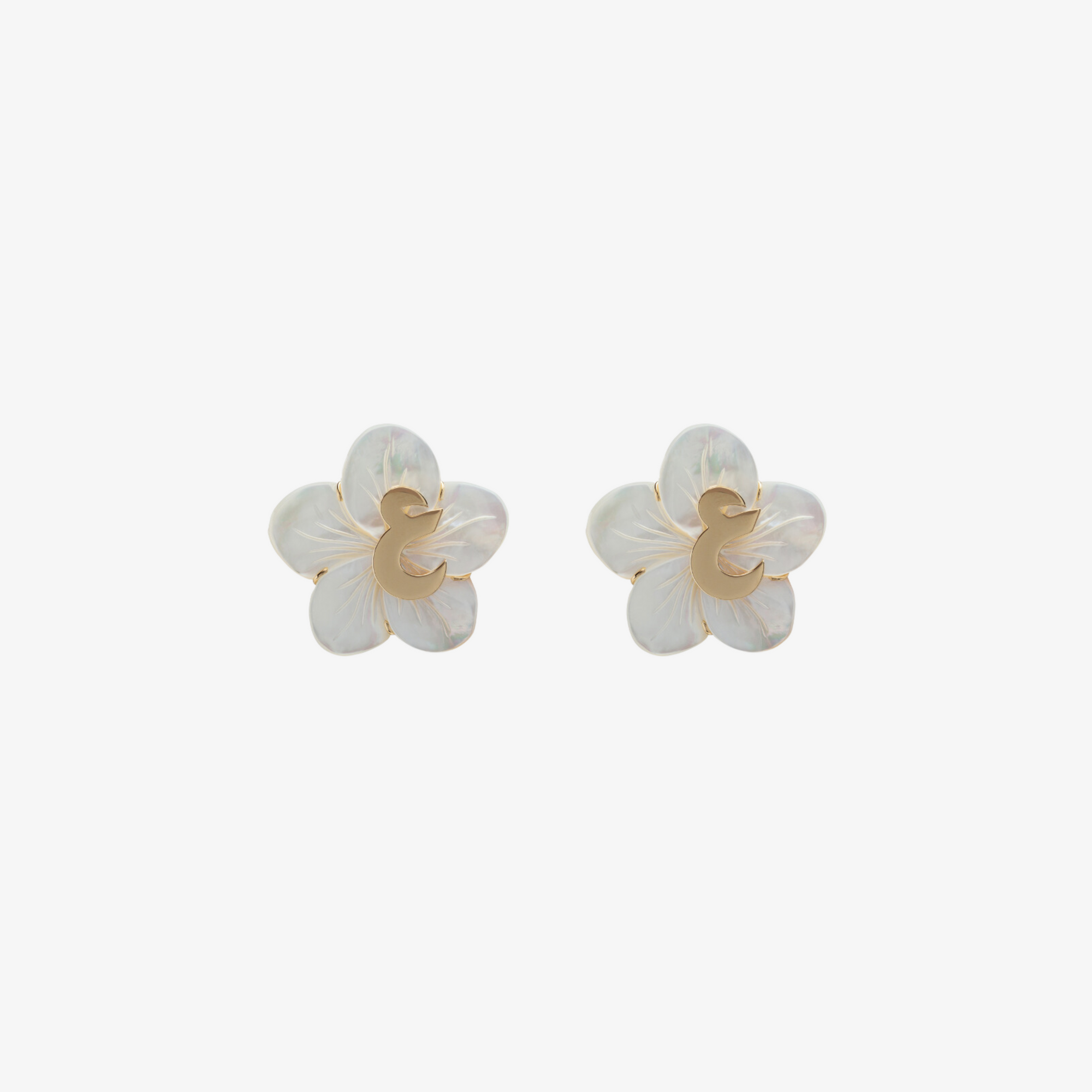 OULA - Gold & MOP Charm Letter Earrings