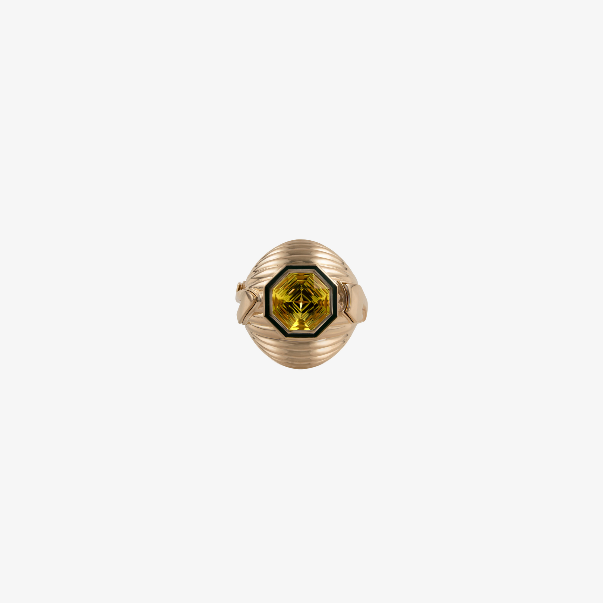 TAIM - Gold, Enamel & Peridot Stone "Love" Ring