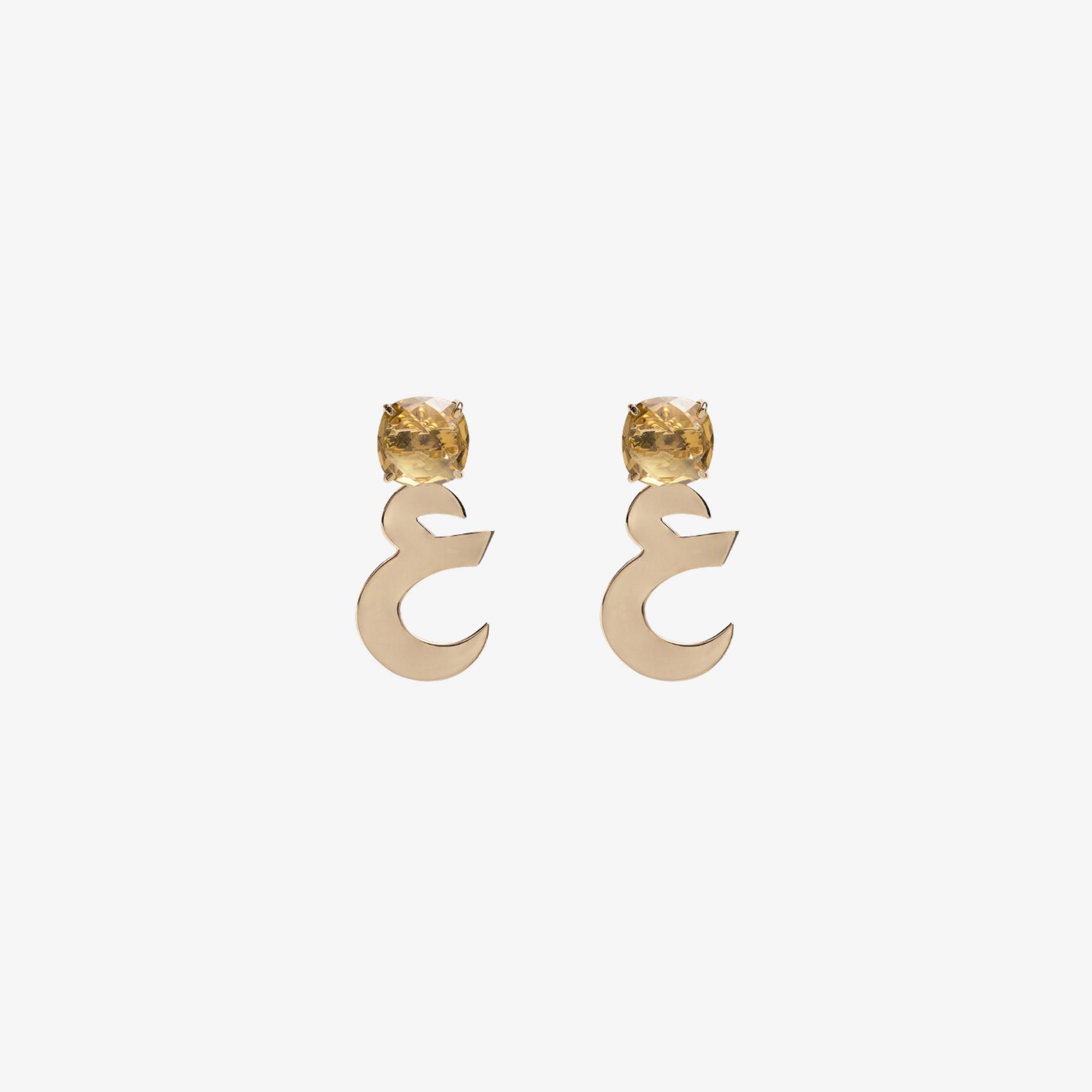 OULA  - Gold & Citrine Stone Letter Earrings