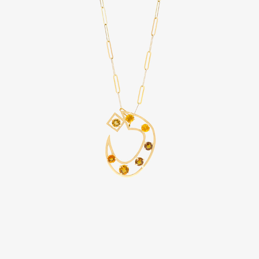 OULA - Gold Frame Necklace with Citrine Stone