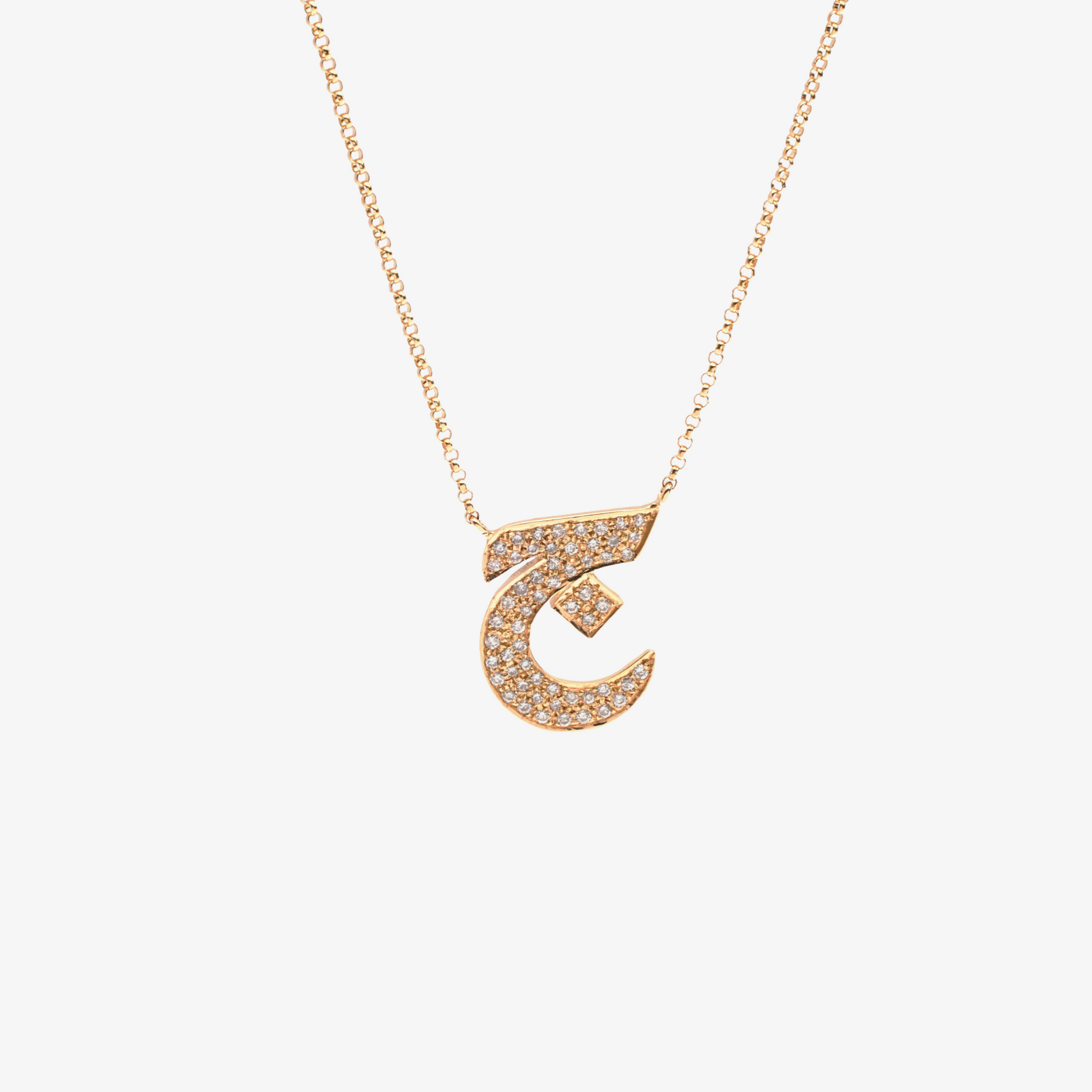 OULA - Gold & Diamond Letter Necklace. Small Size