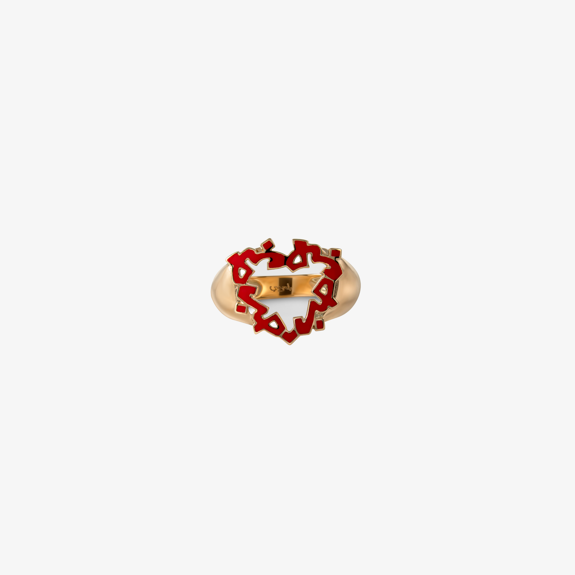 HOBB — 18K Gold Heart Shaped Enamel Signet Ring