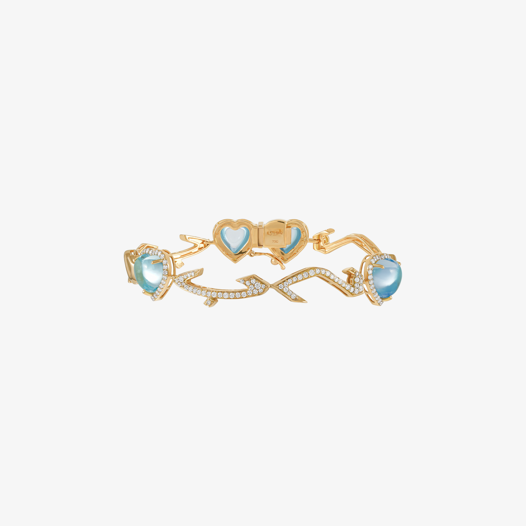TAIM - 18K Gold, Diamond & Blue Topaz "Love" Bracelet