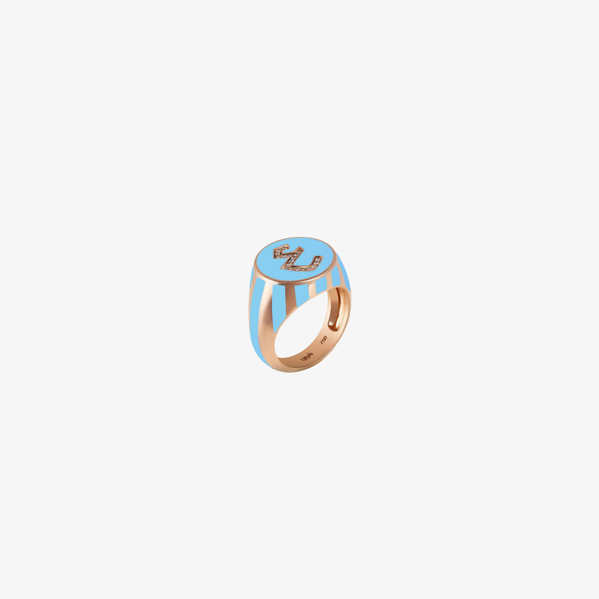 OULA - Gold, Enamel & Diamond Striped Letter Ring