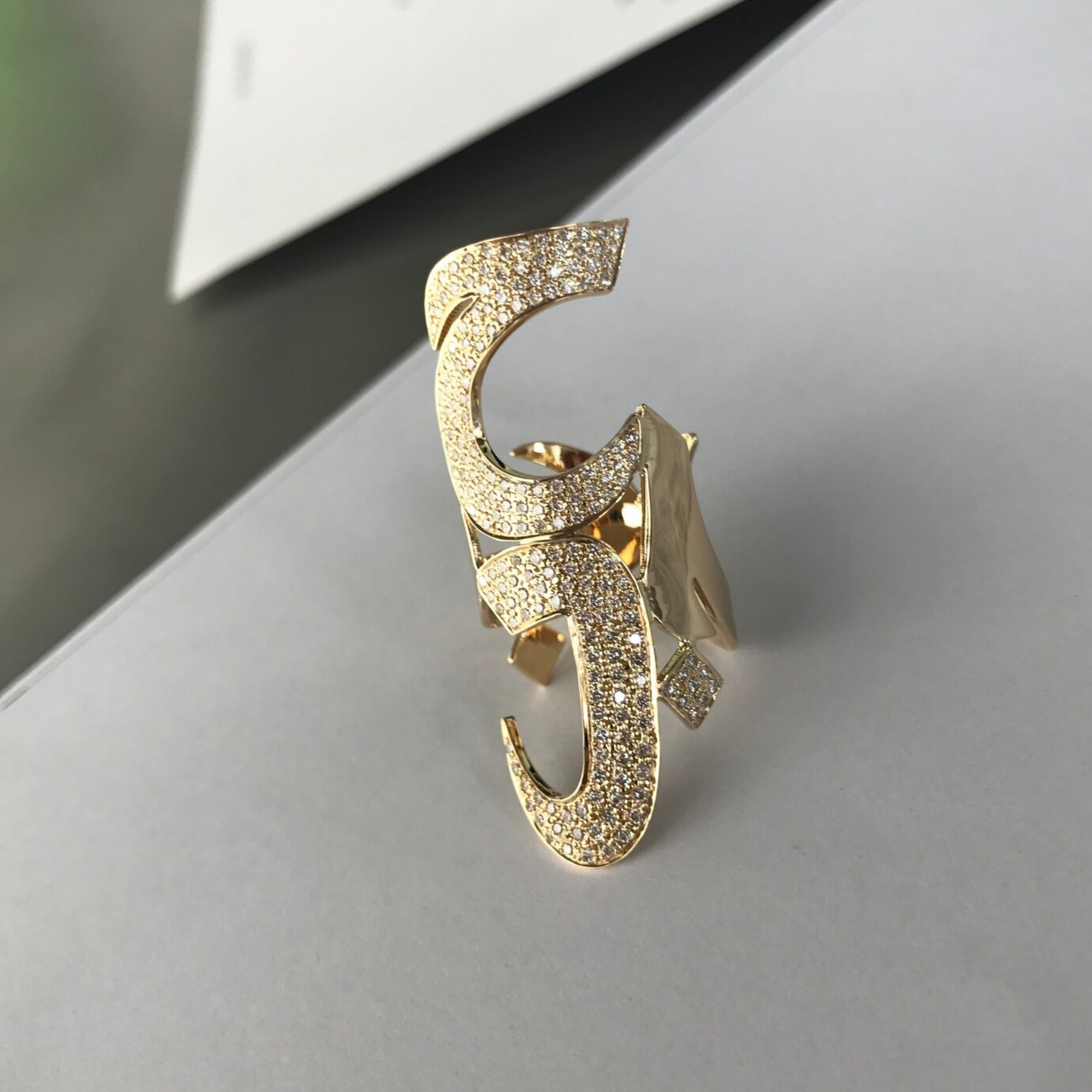 OULA — Gold & Diamond "Love" Ring