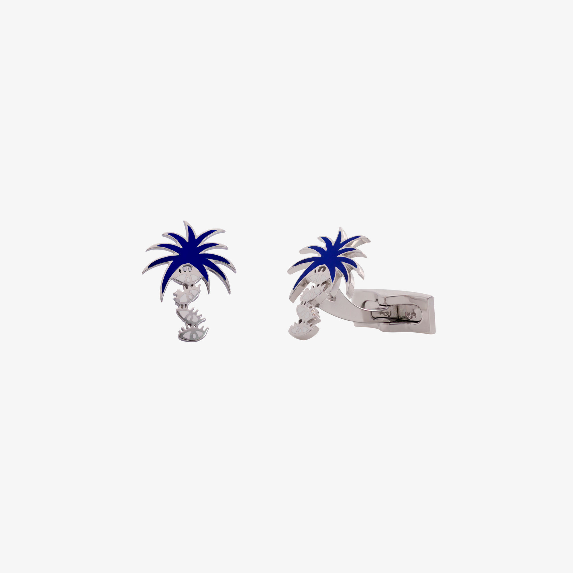 SILVER - Silver & Enamel Palmtree Cufflinks