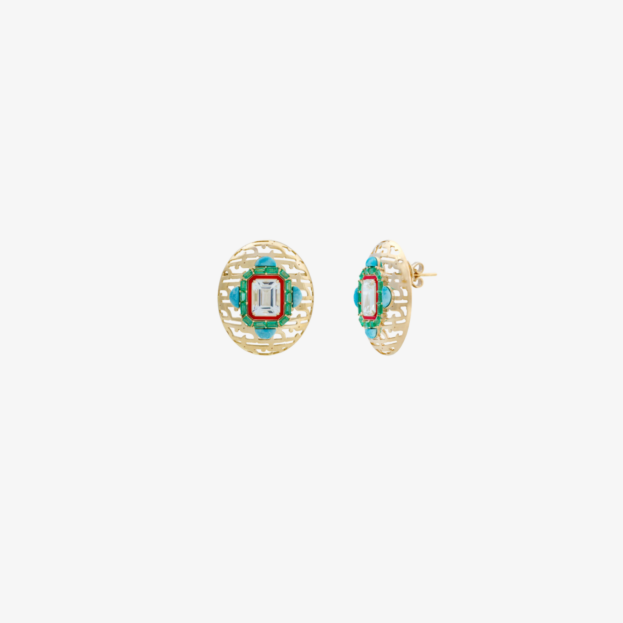 HAWA - Gold Multi Stone "Love" Earrings