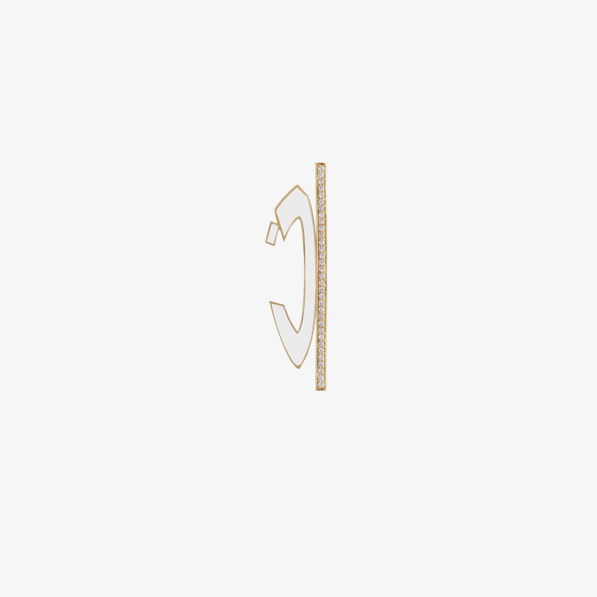 HOBBI — Stretched Enamel Letter & Diamond Earring. One Side