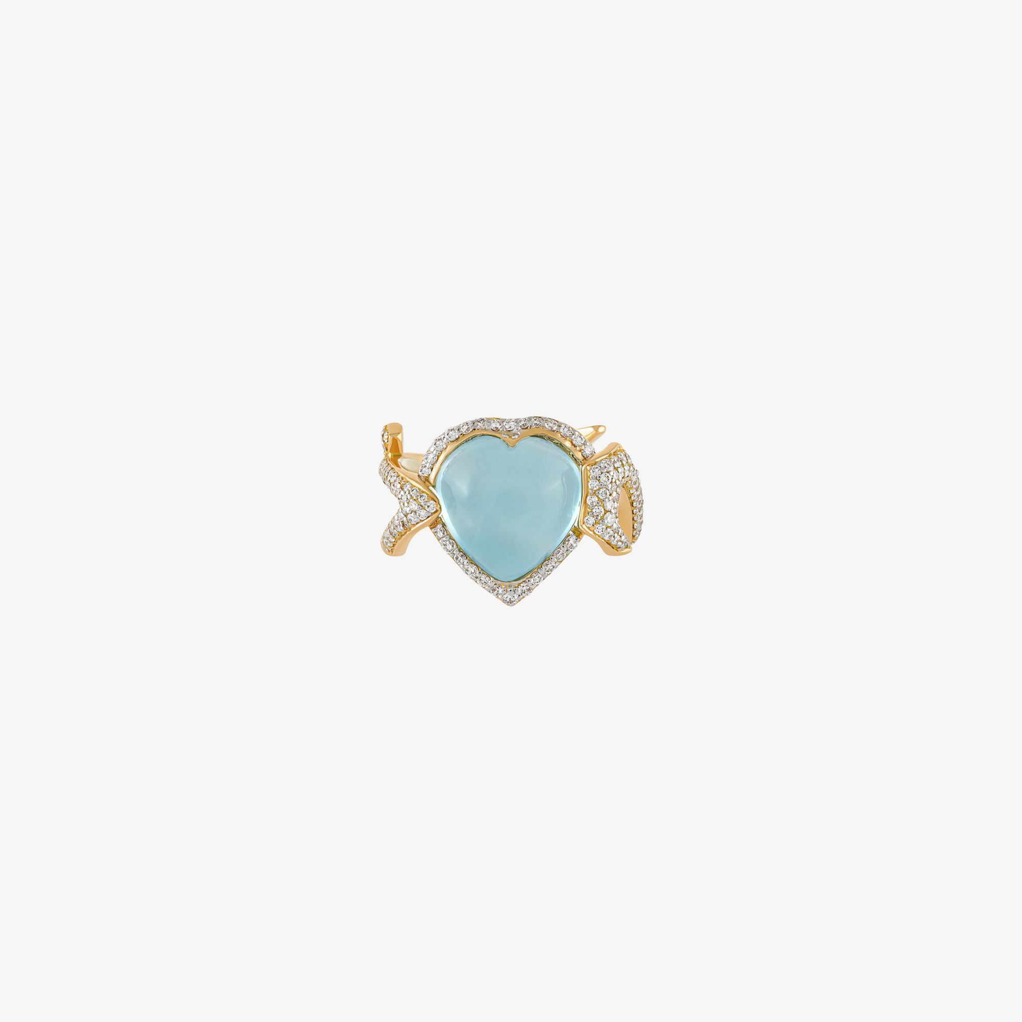 TAIM - 18K Gold, Diamond & Blue Topaz "Love" Ring