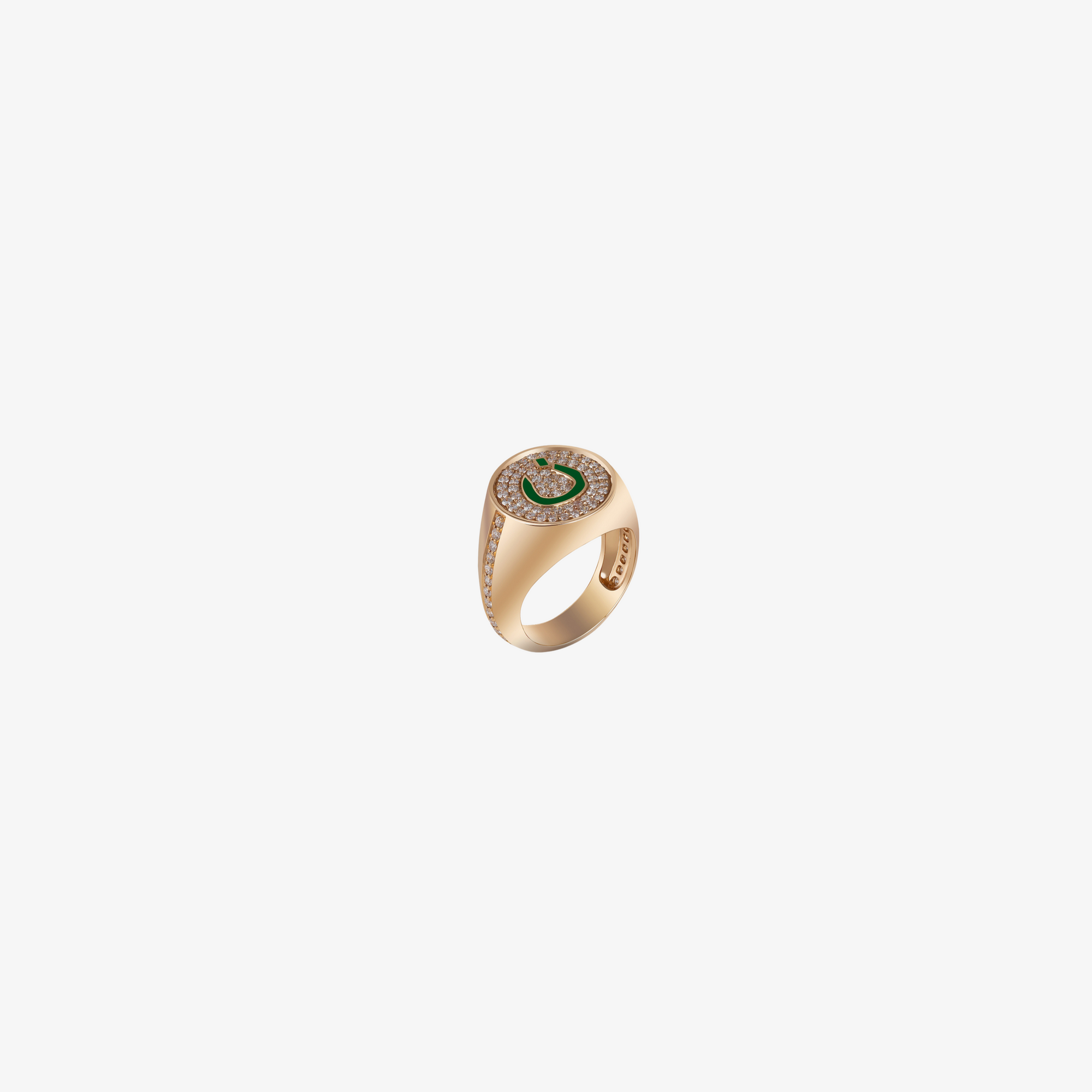 OULA — Gold, Diamond & Enamel Letter Signet Ring