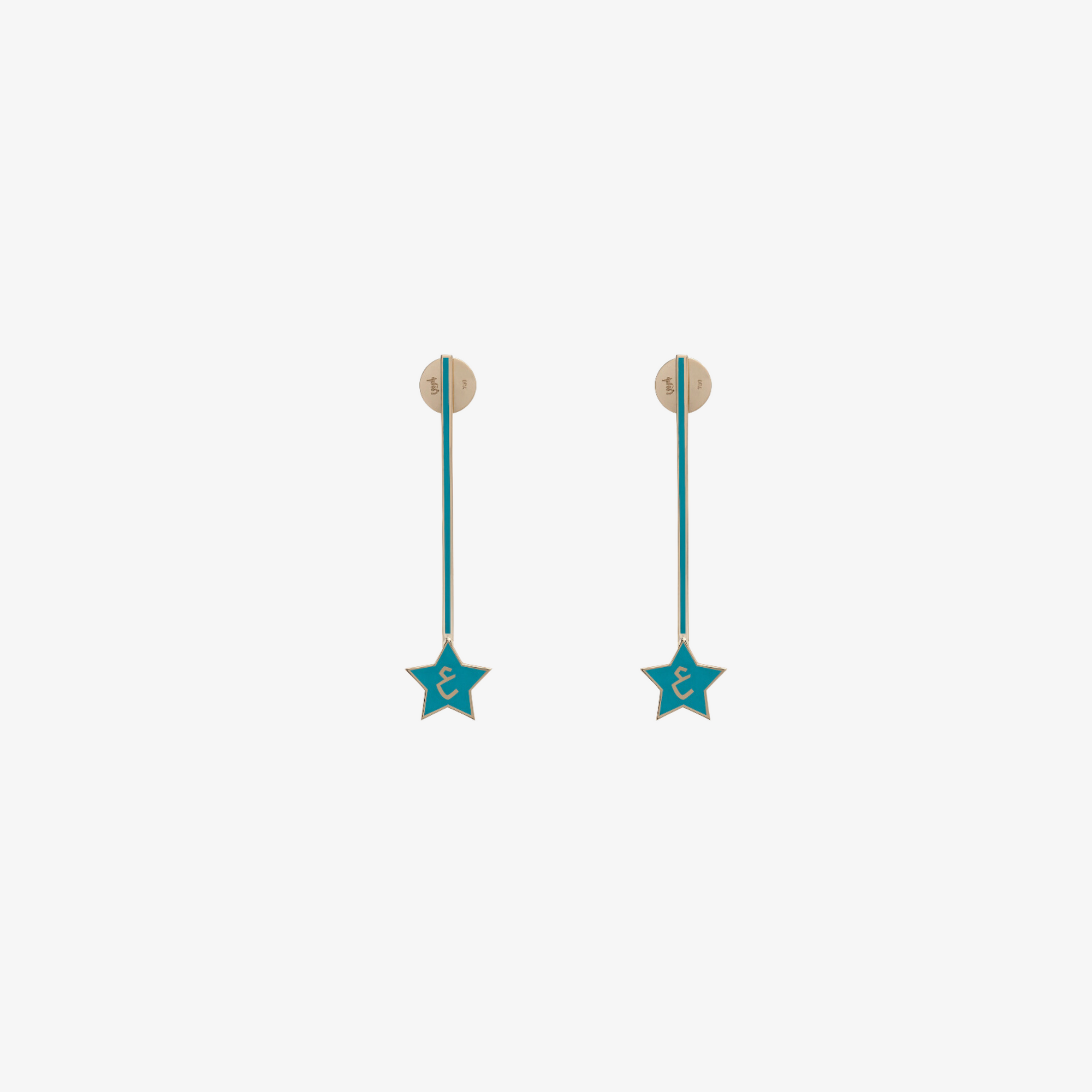 NUJUM — 18K Gold Long Star Letter Earrings