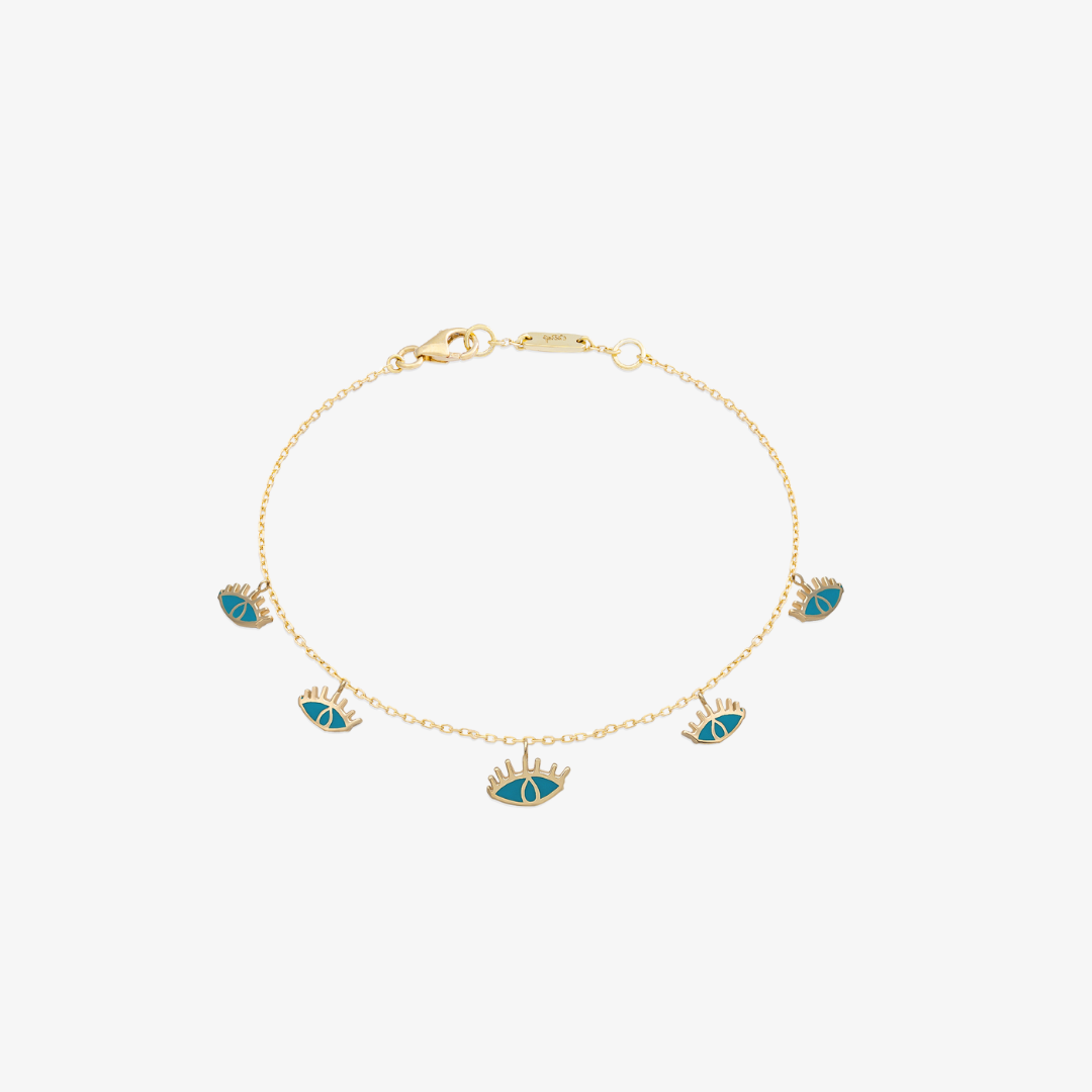 YA EIN - 18K Gold Evil Eye Enamel Anklet