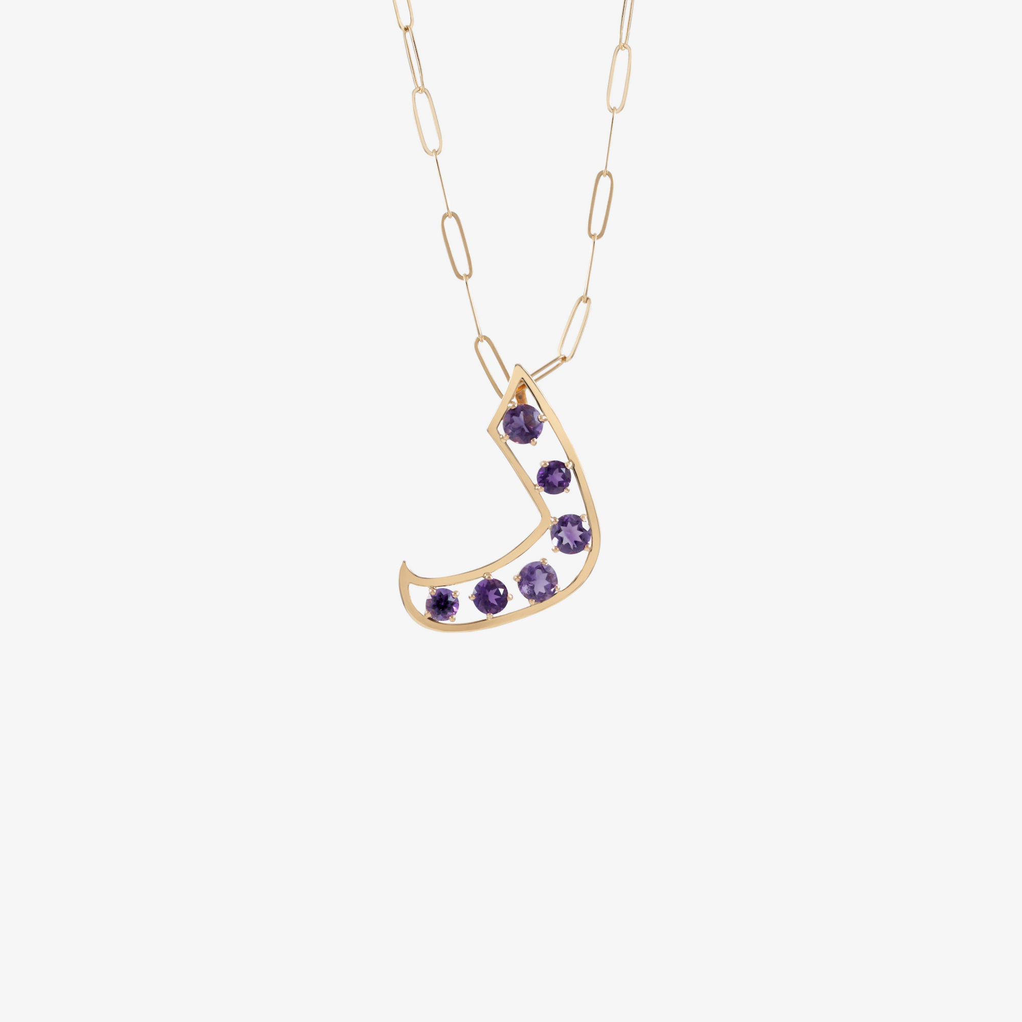 OULA - Gold Frame Necklace with Amethyst Stones